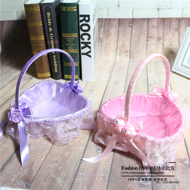 Wedding supplies Flower girl Sahua Flower basket Bridesmaid portable Flower basket love Lace Flower basket Petal Basketin the Flower delivery/Flowers simulation/Plants gardening , Wedding flower arrangement , Wedding baskets category - from Buy2taobao.com to provide professional Taobao agent buy service
