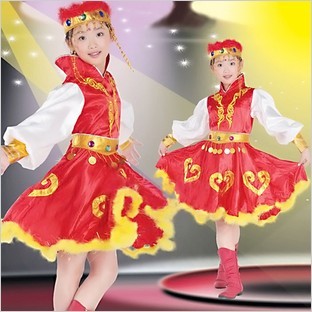 【出租】女童蒙古裙 少儿童蒙古舞演出服装 儿