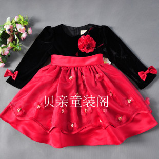  包邮害羞春装女童连衣裙 儿童公主裙 女童 纱裙花童长袖女童裙子