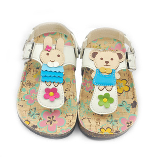 夏新款hebe女童夹趾指小兔小熊白色凉鞋博肯公主鞋儿童凉拖鞋