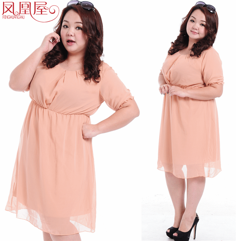 包邮 大码雪纺<em>连衣裙</em> <em>胖妞</em>宽松夏装韩版收腰显