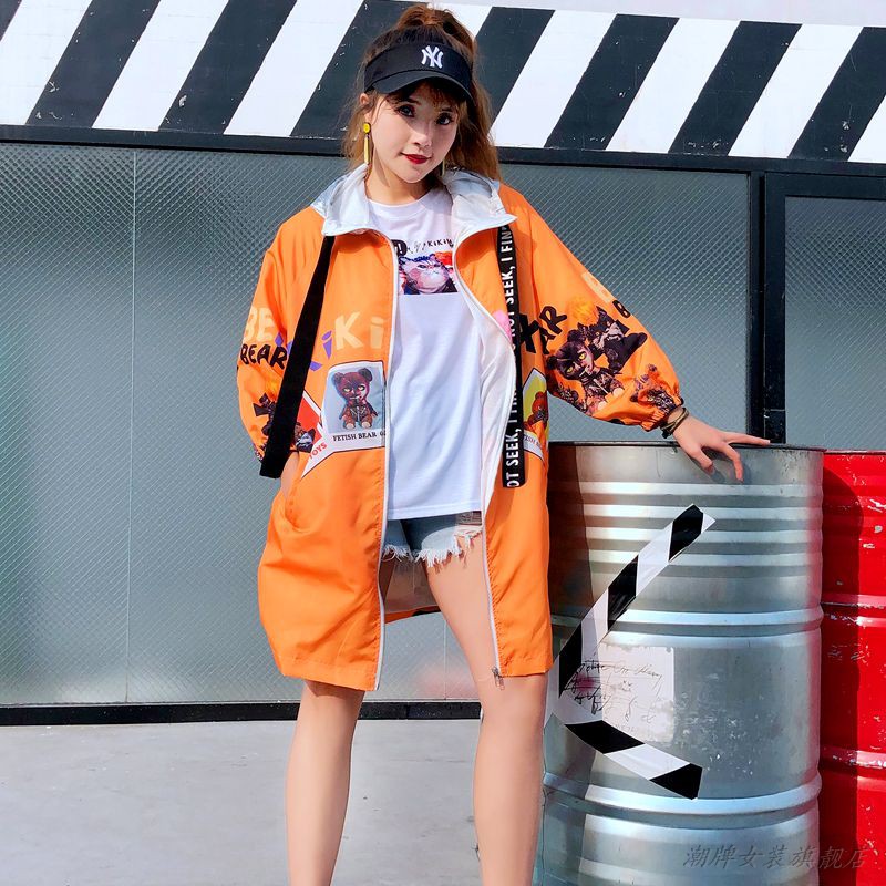 欧洲站2019夏季新款卡通印花宽防晒衣女中长款开衫chic薄外套潮牌|ruв категории Женская одежда, короткое пальто - от Buy2taobao.com для оказания профессиональной услуги покупки агента Taobao