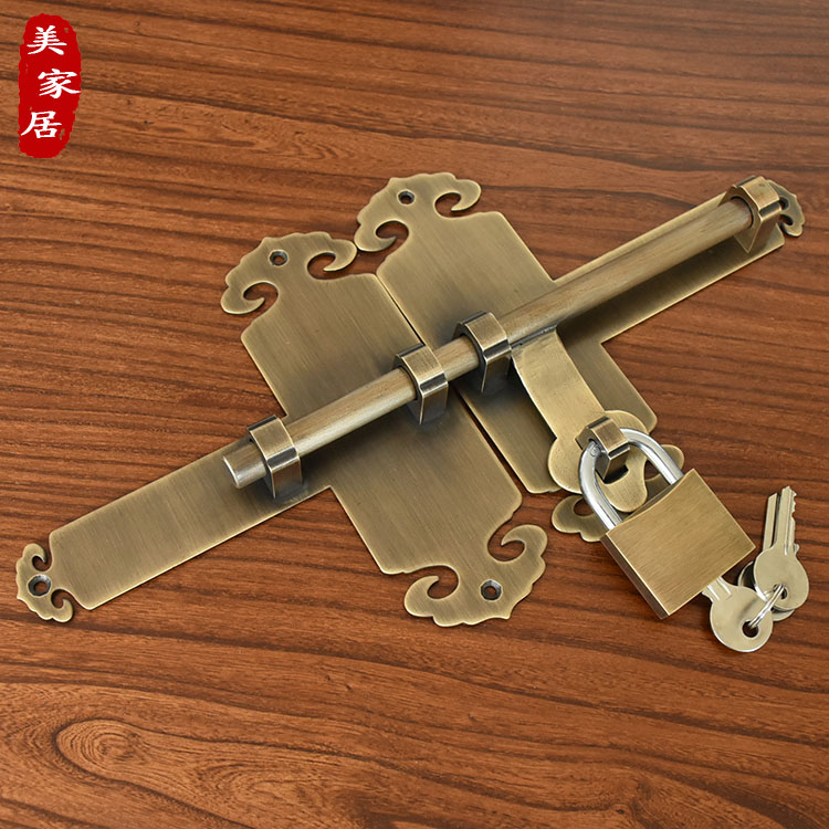 仿古纯铜门栓中式复古大门插销锁扣明装木门锁插庭院花园户外门闩|msdalam kategori bahan binaan asas, Home Hardware, bolt, Ming bolt - dari Buy2taobao.com untuk memberikan perkhidmatan ejen Taobao profesional membeli