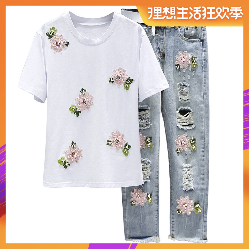 【特价商品 不参加买三免一】t恤+牛仔裤网红两件套装|ruв категории Женская одежда, костюм/студенты школьную форму/обмундирования, модный костюм - от Buy2taobao.com для оказания профессиональной услуги покупки агента Taobao