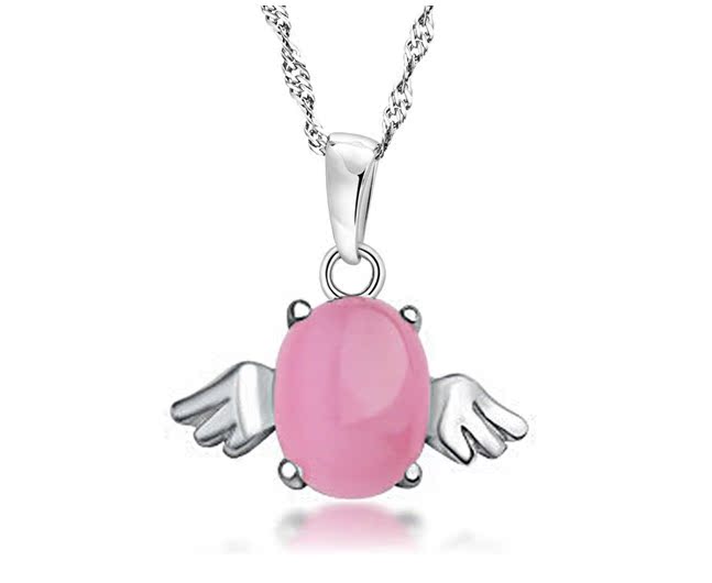 冲冠包邮925纯银项链女时尚猫眼石吊坠天使蛋月光石送女友礼物 - 礼品兑换