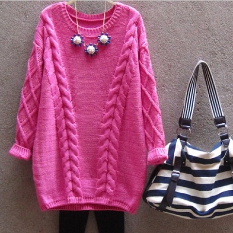 秋冬季百搭套头图案糖果色<em>宽松</em>中<em>长款</em>新款<em>毛衣</em>