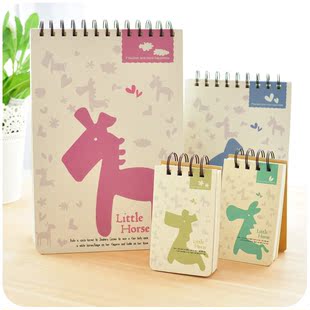  默默爱♥韩国文具 可爱 创意小木马线圈本 小清新笔记本子 记事本
