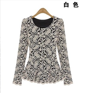  专柜正品牌女装季候/风春装迪赛尼斯正品圆领长袖蕾丝打底衫