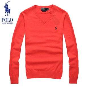  保罗polo正品代购秋冬男装V领长袖纯棉针织衫外套头男式士毛衣
