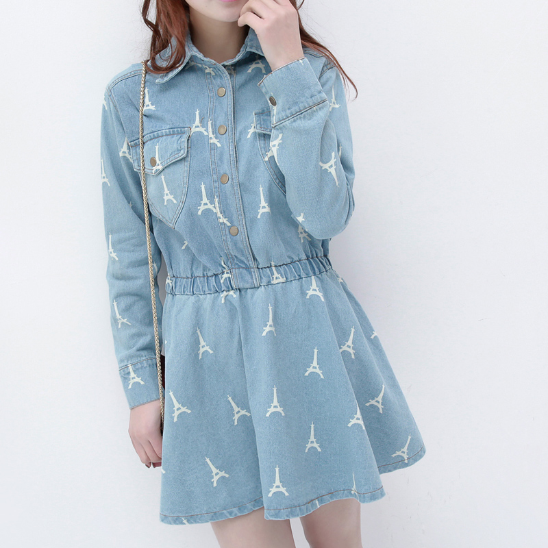 韩版复古街头衬衫领...