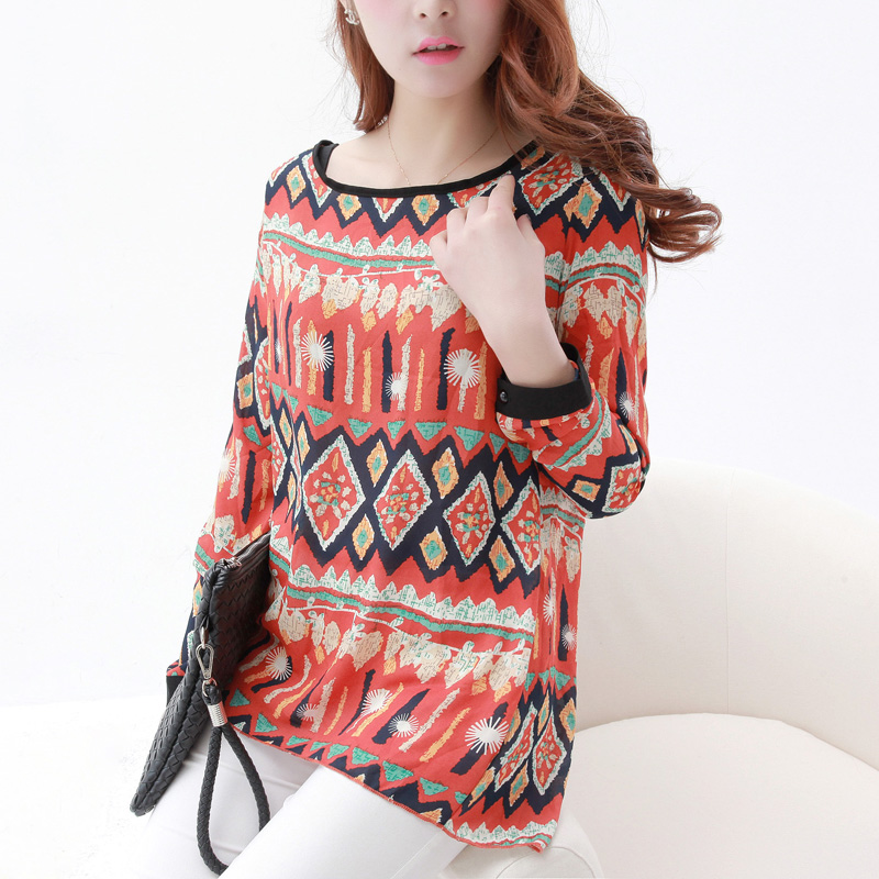 韩版长袖彩色波普复古...