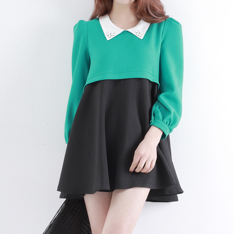 韩版钉珠尖领泡泡袖...