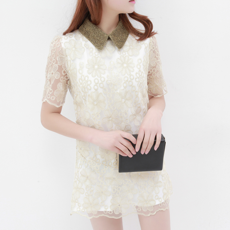 韩版女装婉约复古翻领...