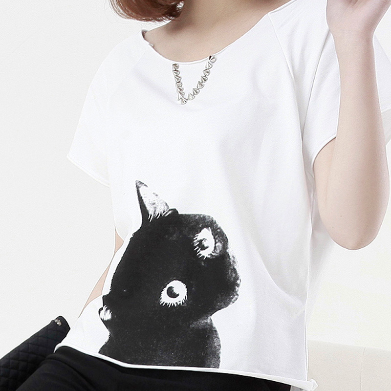 韩版圆领短袖铆钉...