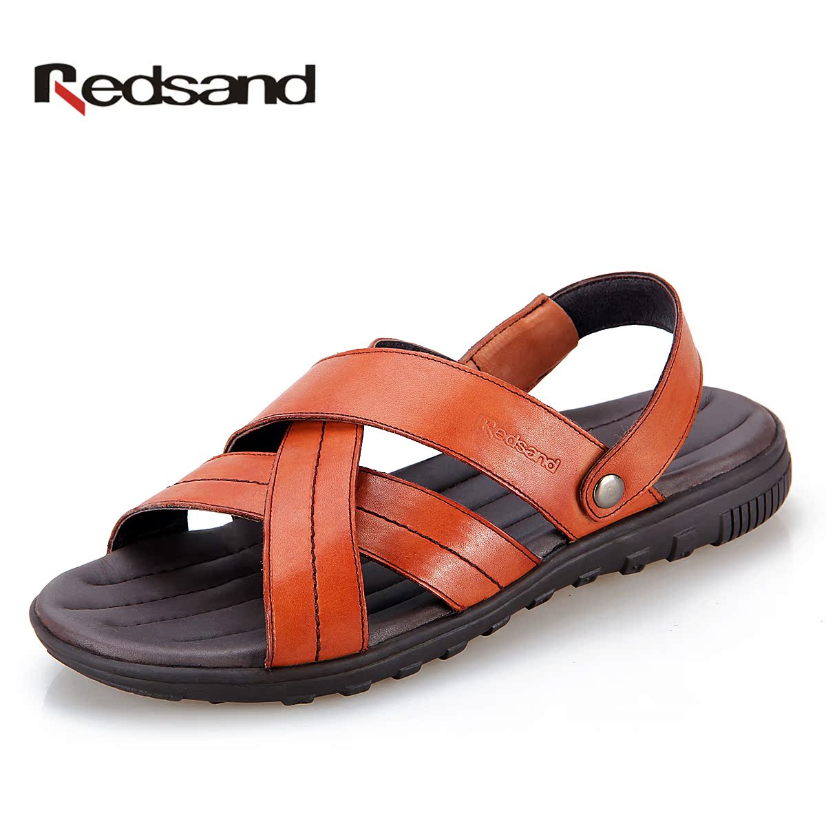 redsand红砂男凉鞋2013夏季新款两穿头层牛皮真皮男士沙滩凉拖鞋