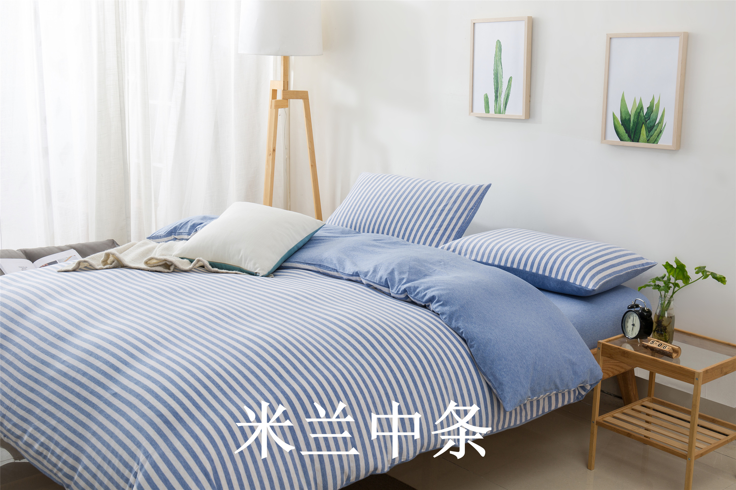 Xinjiang Tianzhu Knitted Cotton Four piece suit 1.8 Cotton Single Bed cover stripe baby customized Customized Round Bed Japanesein the Bedclothes , Bedding Sets/Family of four/Multiple sets of category - from Buy2taobao.com to provide professional Taobao agent buy service