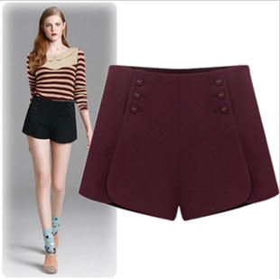 欧美明星款 秋冬<em>毛呢短裤</em> 女士<em>高腰</em>妮子靴裤 呢