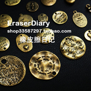  DIY饰品材料配件 复古 刻字吊牌 合集 A 挂饰139#