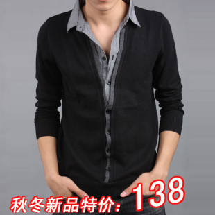  新款海澜之家男装正品男士毛衣春装外套韩版修身假两件针织衫