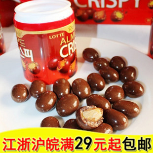  韩国进口零食 乐天LOTTE 杏仁夹心巧克力豆102g 香脆好吃