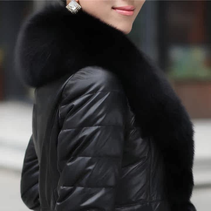 <em>2013</em>欧洲站<em>羽绒服</em>套装<em>女装</em>海宁皮衣女士真皮