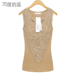  70度的蓝夏季女士吊带背心新款大码蕾丝背心无袖打底衫 包邮