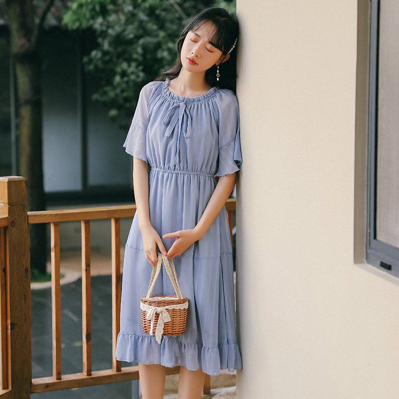 2019夏季韓版甜美氣質女裝基本款壹字領大擺型連衣裙C8646W在類目 寵物/寵物食品及用品, 寵物服飾及配件, 寵物服裝/雨衣中 - 來自Buy2taobao.com提供專業的淘寶代購服務
