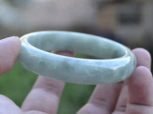  天然玉石翡翠手镯a货正品 满绿 圆条豆种 证书批发大小号54-55-64