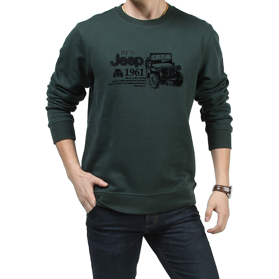 Afs JEEP长袖T恤专柜正品 2014春装新品圆领纯棉印吉普车潮男T恤