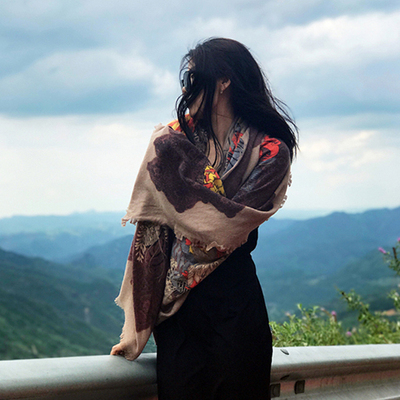 好看到流鼻血！围巾女冬季 意大利超大水煮细羊毛围巾披肩 包邮！