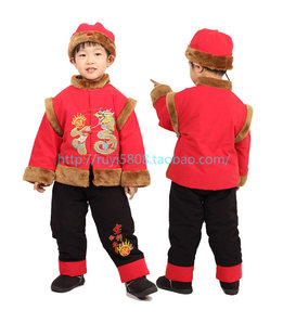  新款华伦圣龙秋冬男童装唐装套装生日礼服儿童三件套新年装