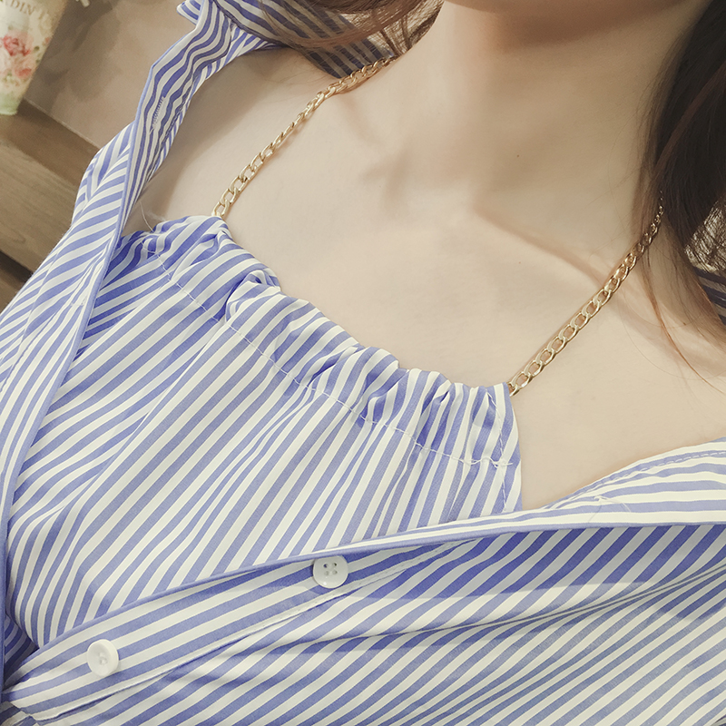 2019大碼女裝胖MM夏裝顯瘦中長款條紋襯衫胖妹妹假兩件襯衣連衣裙在類目 女裝/女士精品, 大碼女裝中 - 來自Buy2taobao.com提供專業的淘寶代購服務