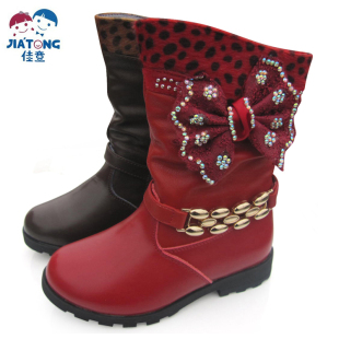  儿童雪地靴 女童 儿童棉鞋 真皮韩版公主靴 女童靴子冬款女童皮靴