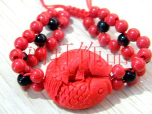 厂家大量批发朱砂红漆雕手链 摆地摊开店好项