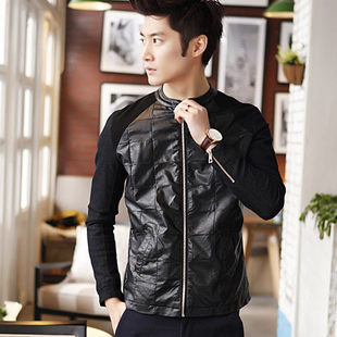  新款春装新款男士皮衣潮男装韩版修身时尚休闲短款皮夹克外套