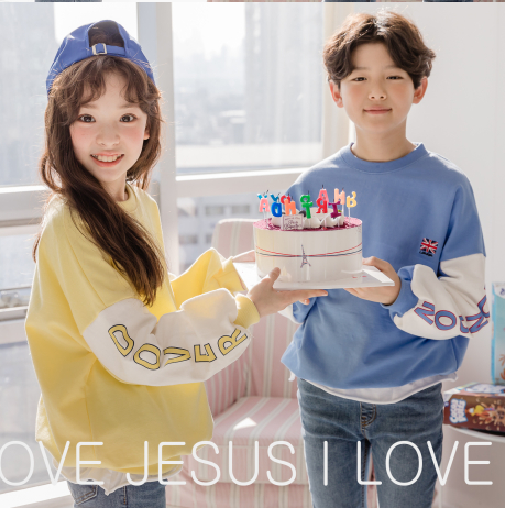 韩国进口童装2019春款儿童中大童I LOVE JESUS男女童卫衣T恤在类目 童装/婴儿装/亲子装, 卫衣/绒衫中 - 来自Buy2taobao.com提供专业的淘宝代购服务