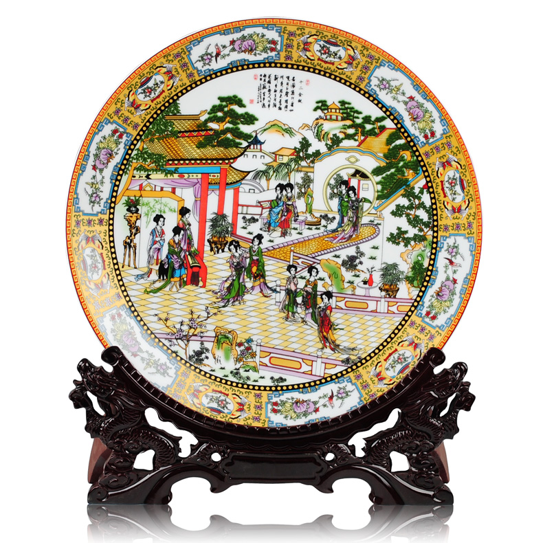 景德镇陶瓷器 35CM粉彩十二金钗挂盘装饰盘子 客厅家居装饰品摆件在类目 家居饰品, 装饰器皿, 装饰坐盘/挂盘中 - 来自Buy2taobao.com提供专业的淘宝代购服务