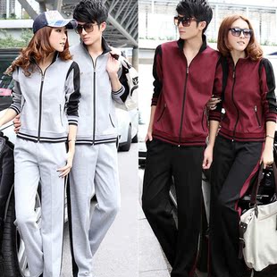  正品冬装加绒厚男女运动服套装修身卫衣情侣套装休闲韩版运动套装