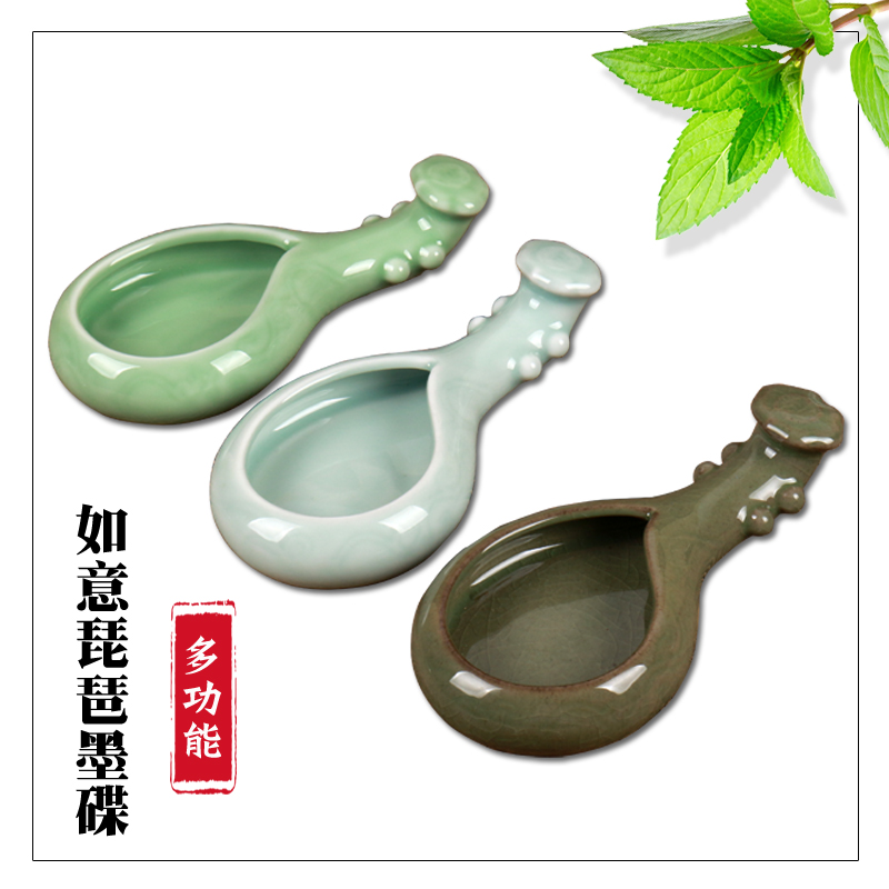 陶瓷冰裂多功能如意琵琶墨碟笔搁笔架盛墨汁盛水调笔锋大容量包邮|msdalam kategori Kamus elektronik/buku kertas elektronik/alat tulis, perumahan/perkara yang dipaparkan, tangkai pena - dari Buy2taobao.com untuk memberikan perkhidmatan ejen Taobao profesional membeli