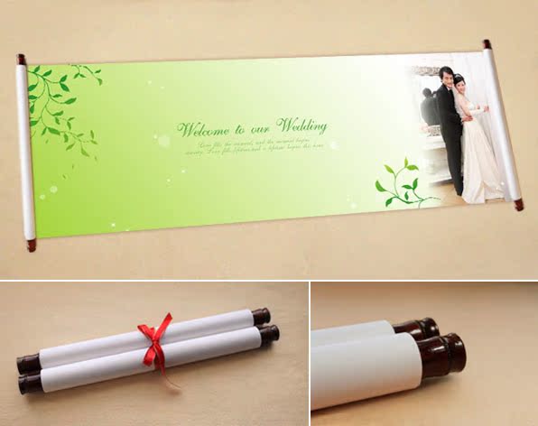精品签名卷轴 签名布创意定制 结婚婚礼用品签名册 嫩绿色J-34 精品签名卷轴 签名布创意定制 结婚婚礼用品签名册 嫩绿色J-34