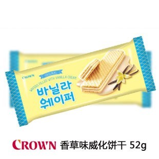  韩国进口食品 韩国Crown可拉奥香草奶油威化饼干 清香甜蜜 52g