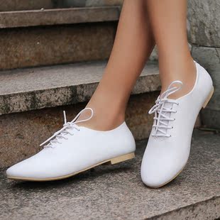  新款韩版英伦风小白鞋休闲白色单鞋潮平底平跟复古浅口女鞋子
