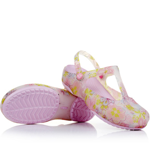  新款VEBLEN儿童洞洞鞋印花玛丽珍女童鞋果冻鞋厚底花园鞋凉鞋
