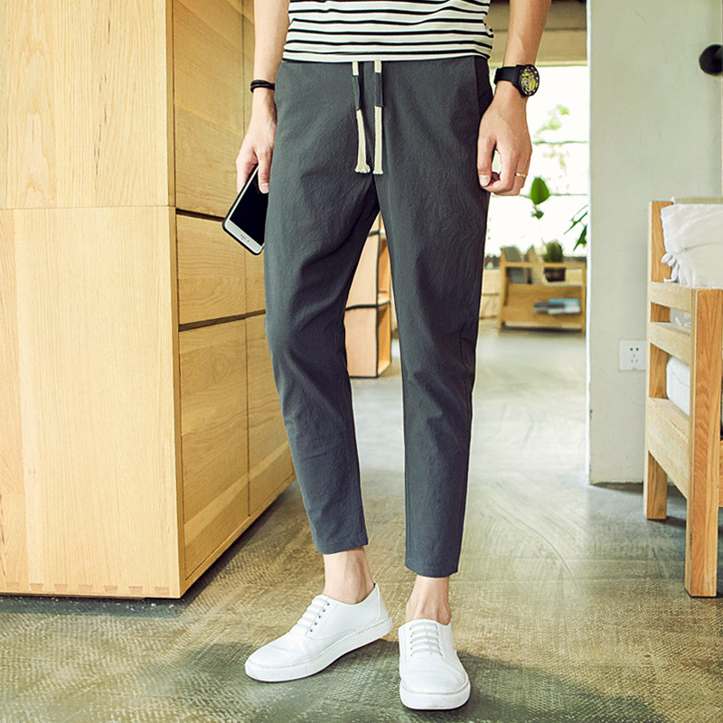 Original Chinese style summer man Flax Thin section Straight Easy Code length trousers Cotton cloth Casual pantsin the Men's clothing, Casual pants category - from Buy2taobao.com to provide professional Taobao agent buy service