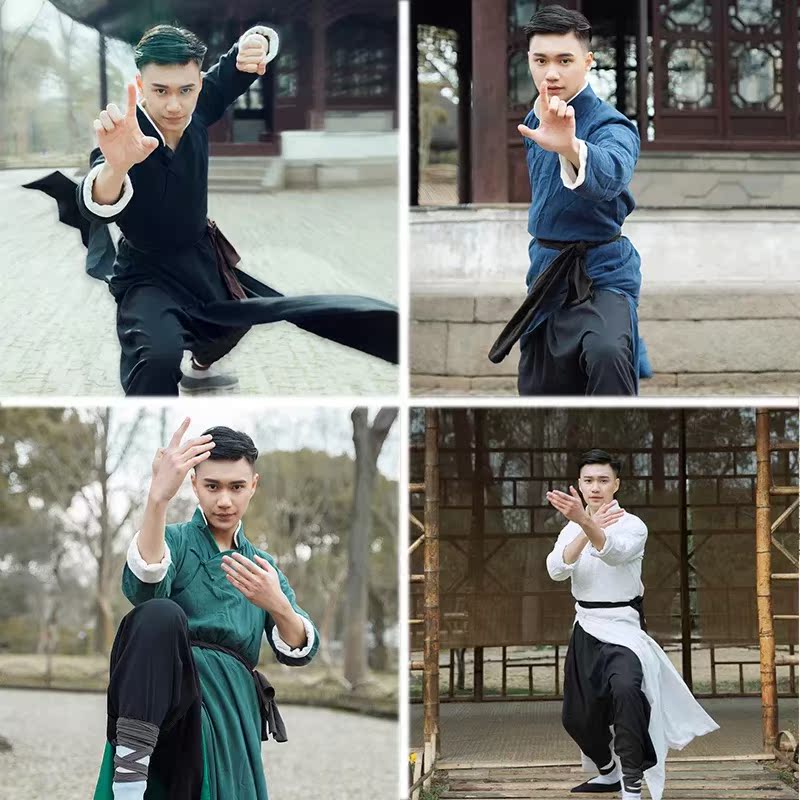 2018民国男棉麻武侠长衫古装中式功夫服黄飞鸿同款太极服演出服在类目 女装/女士精品, 唐装/民族服装/舞台服装, 民族服装/舞台装中 - 来自Buy2taobao.com提供专业的淘宝代购服务