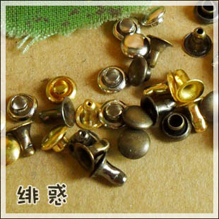  绯惑 DIY手工 全铜4mm超小迷你撞钉柳钉蘑菇钉 1付价 电镀4色入