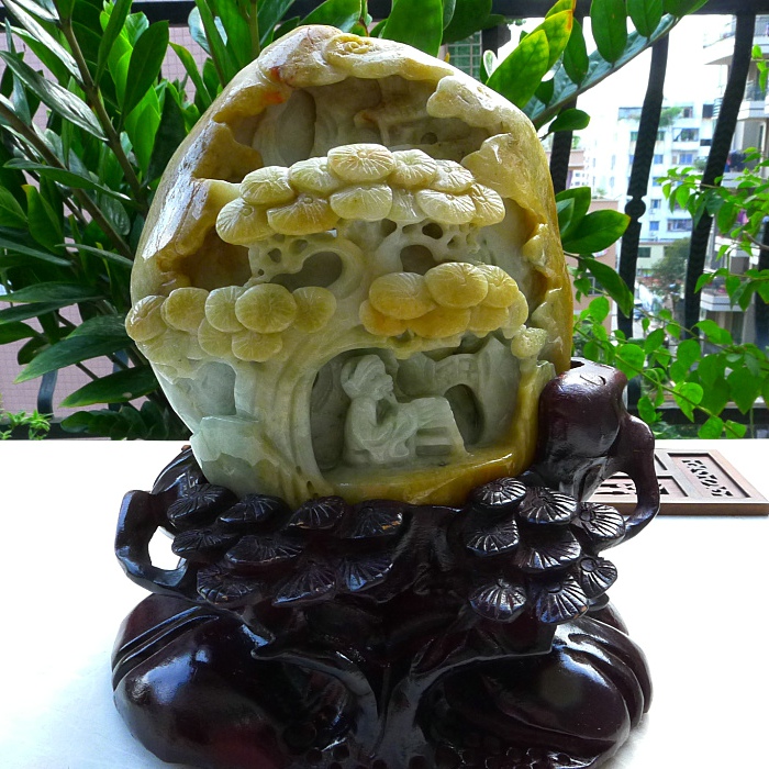 Clearance Special Natural light Myanmar Emerald Huang Fei Carved landscape Decoration certificatein the Jewelry/Diamond/Jade/Gold , Jade (New) , Jewellery stones category - from Buy2taobao.com to provide professional Taobao agent buy service