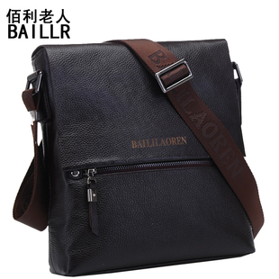  佰利老人男包 商务休闲 单肩包 斜挎包 欧美时尚 真皮包 牛皮背包