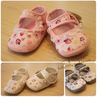  春季新款宝宝月子鞋新生儿全棉男 女 婴儿步前鞋布底 0-3个月单鞋