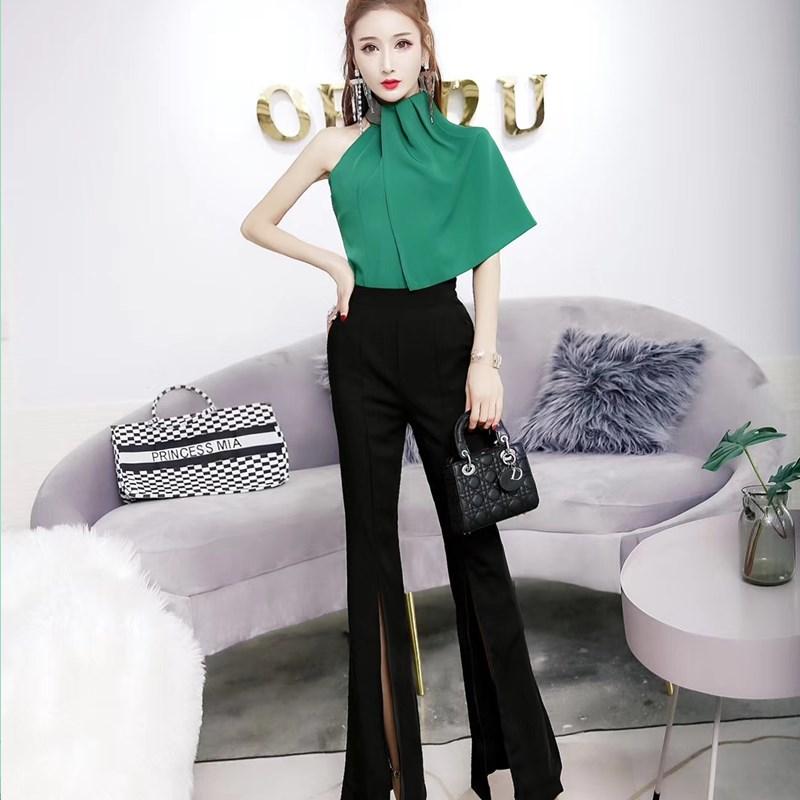 职业套装裤2019春夏新款女不规则性感上衣高腰包臀长裤开叉两件套在类目 女装/女士精品, 套装/学生校服/工作制服, 职业女裤套装中 - 来自Buy2taobao.com提供专业的淘宝代购服务